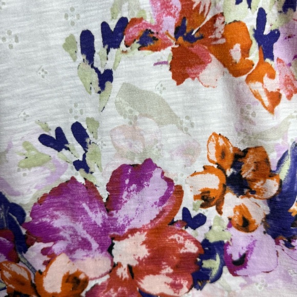 Anthropologie Akemi + Kin Top Women's Size XS Floral Print Raglan Lace Trim Boho - Picture 9 of 11